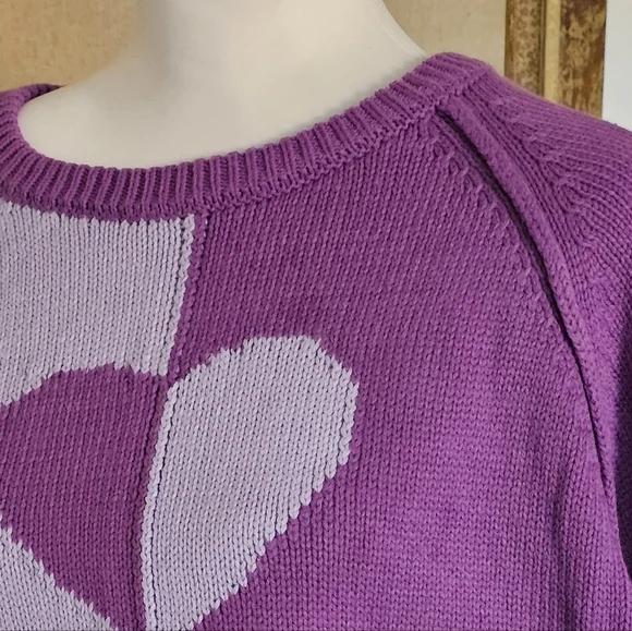 Kate & Mallory Two-Tone Purple Heart Sweater - Picture 11 of 15